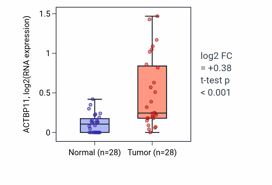 Tumor-vs-normal expression box plot for ACTBP11 in LIHC.