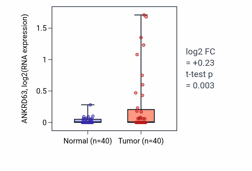 Tumor-vs-normal expression box plot for ANKRD63 RNA in HNSC.