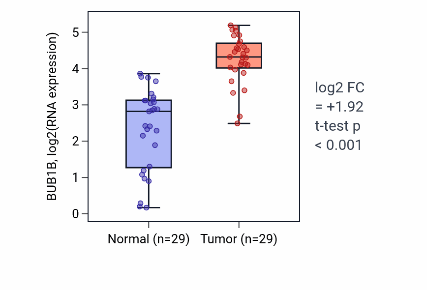Tumor-vs-normal expression box plot for BUB1B in HNSC.
