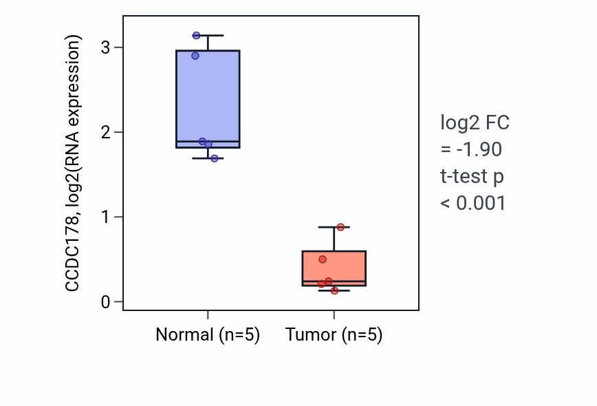 Tumor-vs-normal expression box plot for CCDC178 in KIRP.