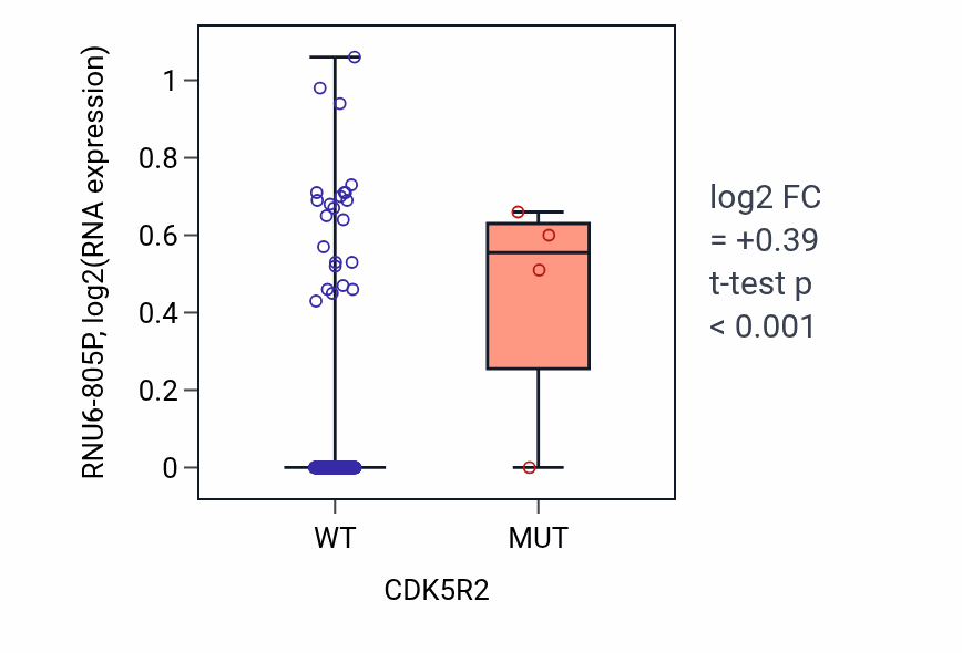 Box plot of RNU6-805P in CDK5R2-low vs CDK5R2-high samples in CESC.