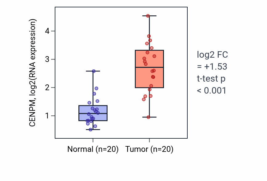 Tumor-vs-normal expression box plot for CENPM in KIRC.