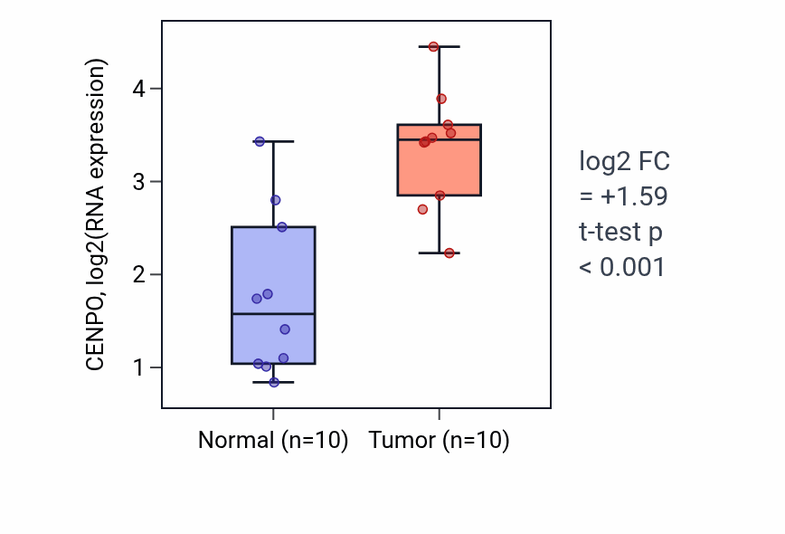 Tumor-vs-normal expression box plot for CENPO in BLCA.