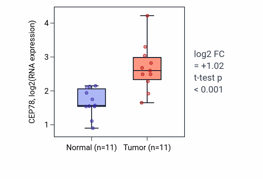 Tumor-vs-normal expression box plot for CEP78 in HNSC.