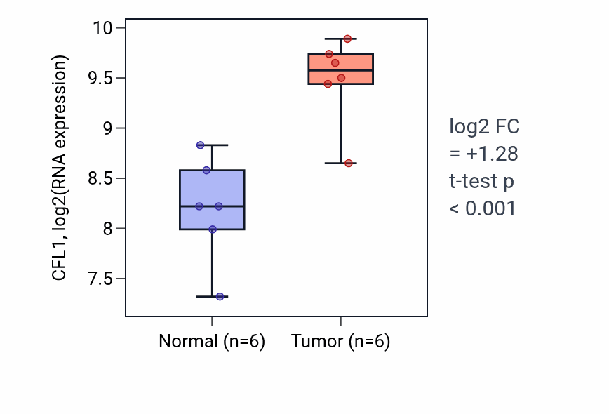 Tumor-vs-normal expression box plot for CFL1 in HNSC.