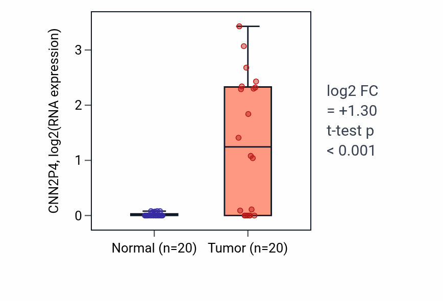 Tumor-vs-normal expression box plot for CNN2P4 in COAD.