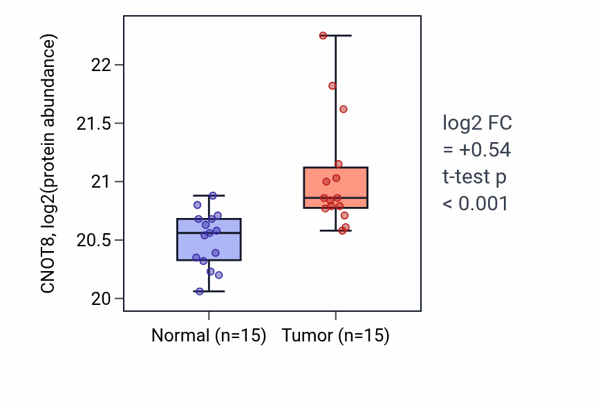 Tumor-vs-normal mass-spec protein box plot for CNOT8 in CCRCC.