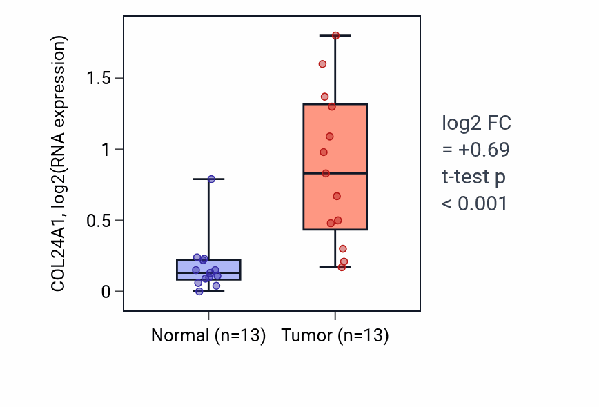 Tumor-vs-normal expression box plot for COL24A1 in HNSC.
