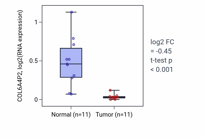 Tumor-vs-normal expression box plot for COL6A4P2 in KIRP.