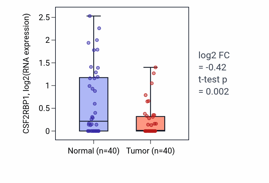 Tumor-vs-normal expression box plot for CSF2RBP1 in HNSC.