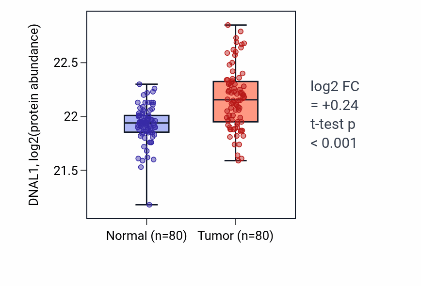Tumor-vs-normal mass-spec protein box plot for DNAL1 in CCRCC.