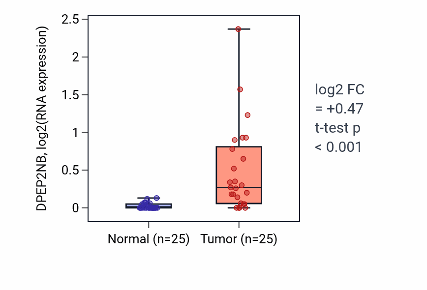Tumor-vs-normal expression box plot for DPEP2NB in HNSC.