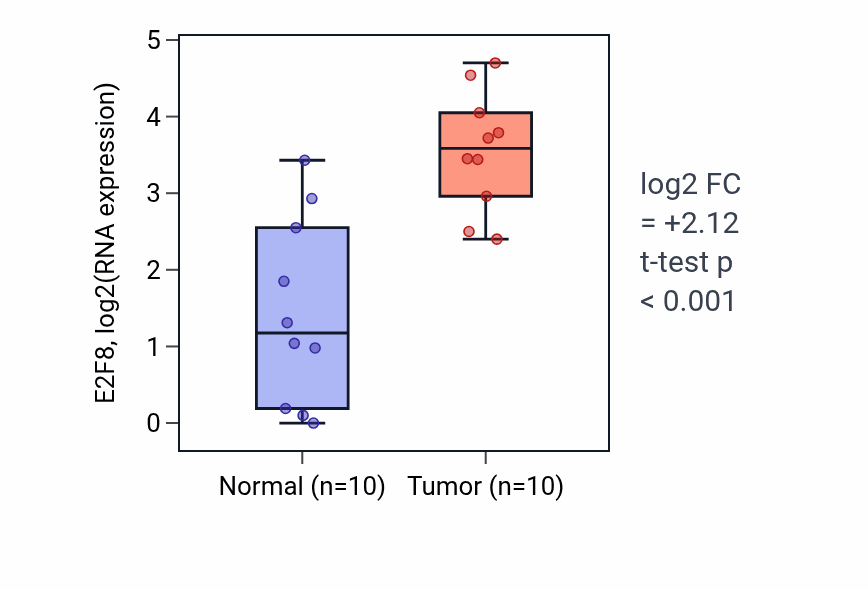Tumor-vs-normal expression box plot for E2F8 in BLCA.