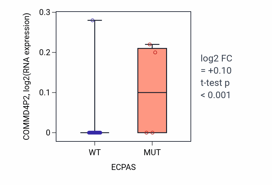 Box plot of COMMD4P2 in ECPAS-low vs ECPAS-high samples in ACC.