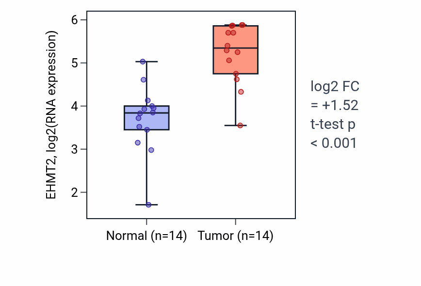 Tumor-vs-normal expression box plot for EHMT2 in STAD.