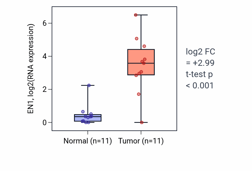 Tumor-vs-normal expression box plot for EN1 in HNSC.