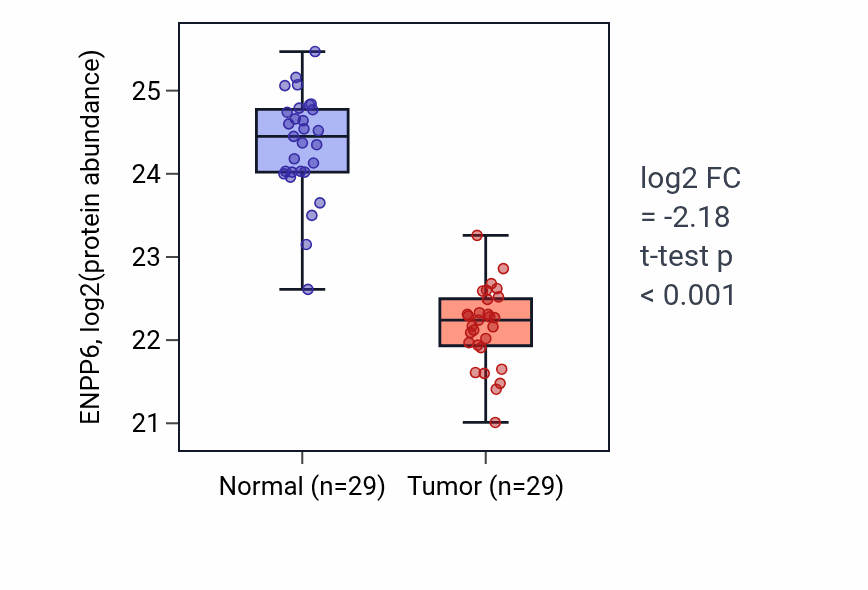 Tumor-vs-normal mass-spec protein box plot for ENPP6 in CCRCC.