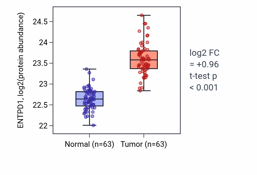 Tumor-vs-normal mass-spec protein box plot for ENTPD1 in CCRCC.