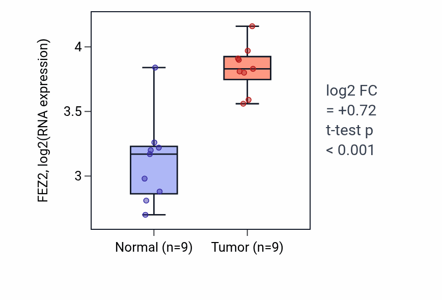 Tumor-vs-normal expression box plot for FEZ2 in HNSC.