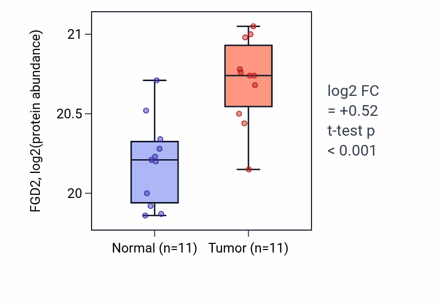 Tumor-vs-normal mass-spec protein box plot for FGD2 in CCRCC.