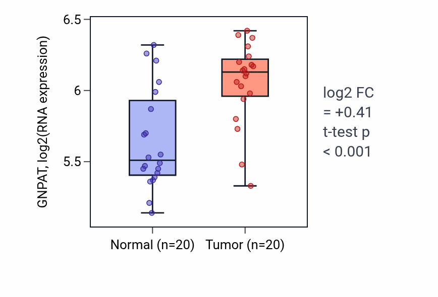 Tumor-vs-normal expression box plot for GNPAT in KIRC.