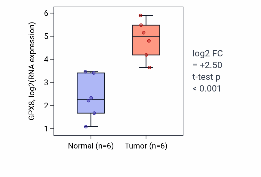 Tumor-vs-normal expression box plot for GPX8 in HNSC.