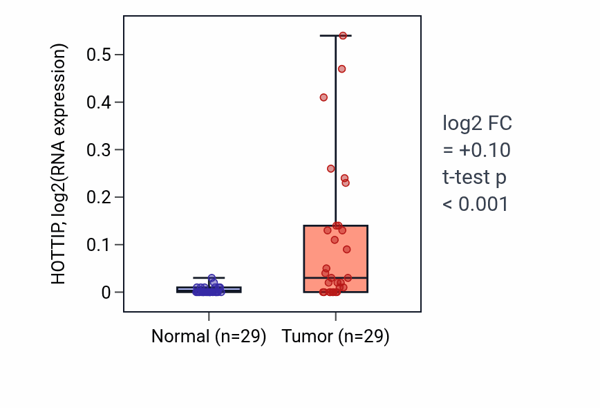 Tumor-vs-normal expression box plot for HOTTIP in HNSC.