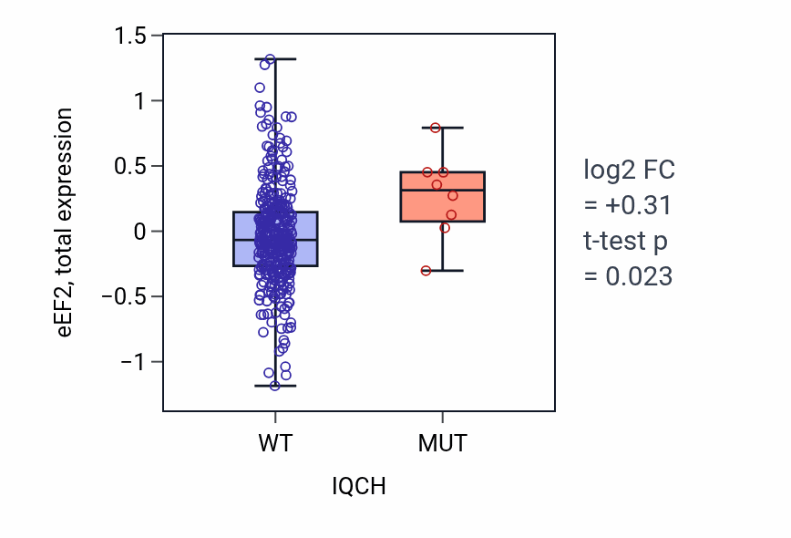 Box plot of eEF2 in IQCH-low vs IQCH-high samples in BLCA.