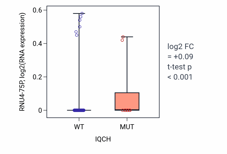 Box plot of RNU4-75P in IQCH-low vs IQCH-high samples in HNSC.