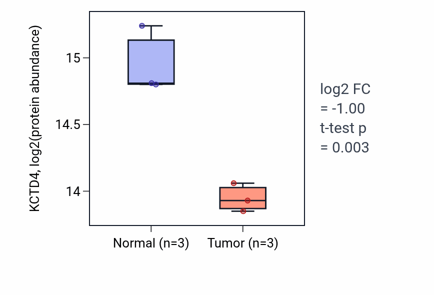 Tumor-vs-normal mass-spec protein box plot for KCTD4 in HNSC.