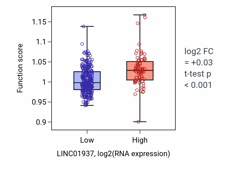 Box plot of Neuromuscular process in LINC01937-low vs LINC01937-high samples in STAD.