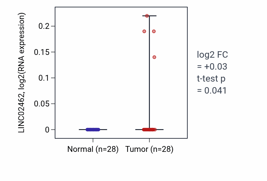 Tumor-vs-normal expression box plot for LINC02462 in LIHC.