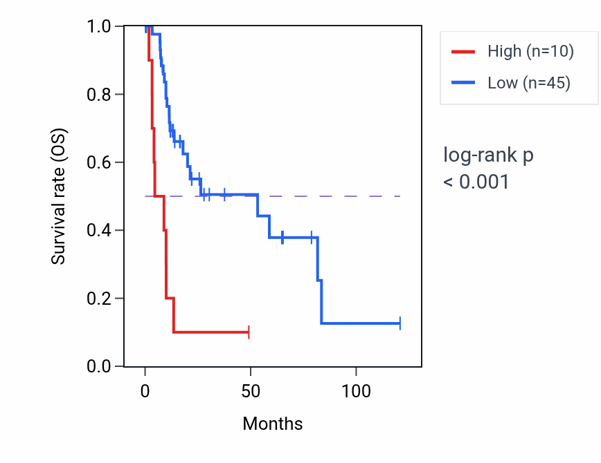 Kaplan&ndash;Meier survival curve for LINC02712 RNA expression in LIHC: high vs low expression groups.