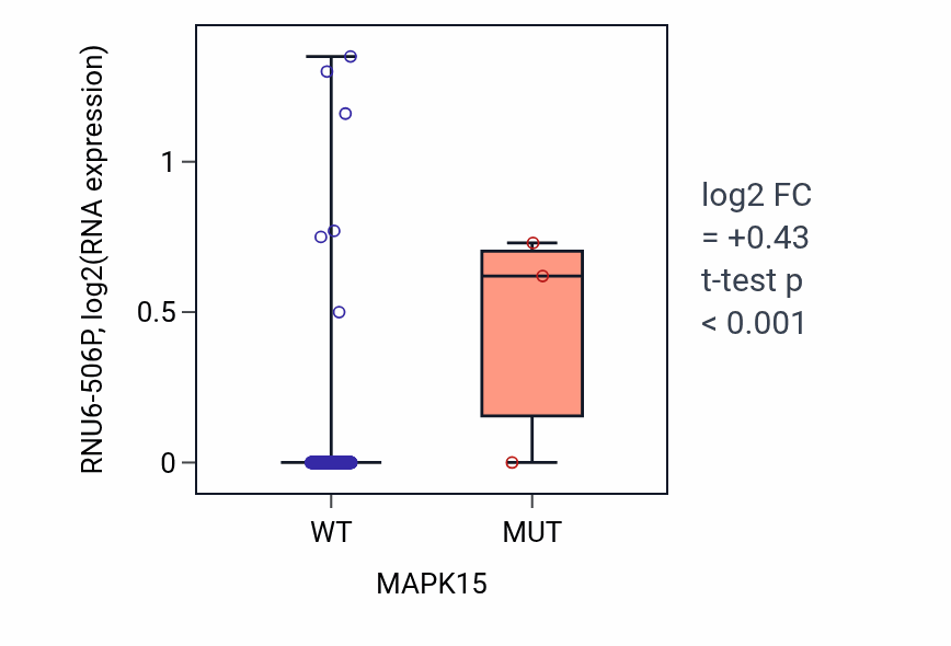 Box plot of RNU6-506P in MAPK15-low vs MAPK15-high samples in CESC.