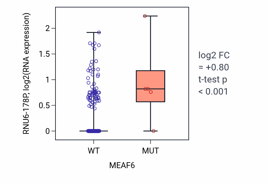 Box plot of RNU6-178P in MEAF6-low vs MEAF6-high samples in COAD.