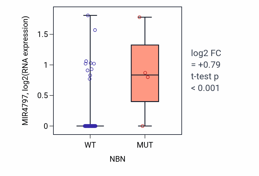 Box plot of MIR4797 in NBN-low vs NBN-high samples in READ.
