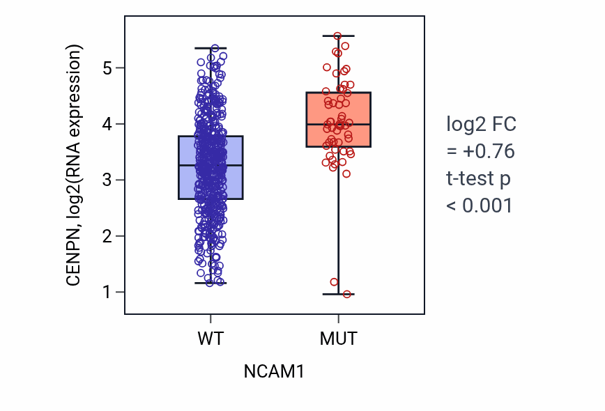 Box plot of CENPN in NCAM1-low vs NCAM1-high samples in UCEC.