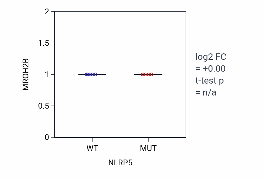 Box plot of MROH2B in NLRP5-low vs NLRP5-high samples in LUNG_SCLC.