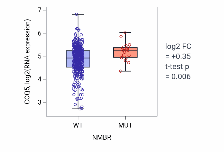 Box plot of COQ5 in NMBR-low vs NMBR-high samples in SKCM.