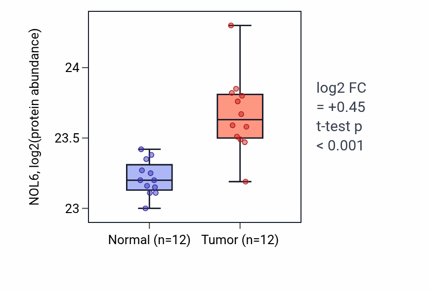 Tumor-vs-normal mass-spec protein box plot for NOL6 in CCRCC.