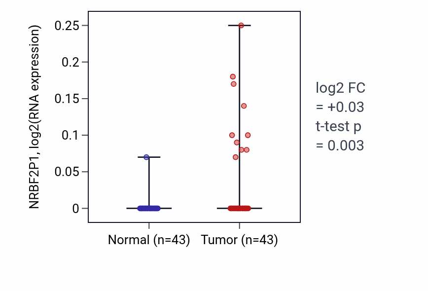 Tumor-vs-normal expression box plot for NRBF2P1 in HNSC.