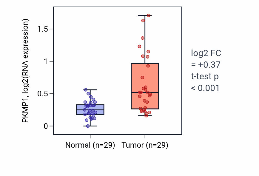 Tumor-vs-normal expression box plot for PKMP1 in HNSC.
