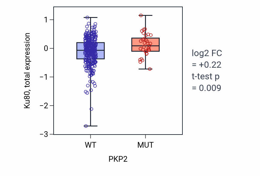 Box plot of Ku80 in PKP2-low vs PKP2-high samples in SKCM.