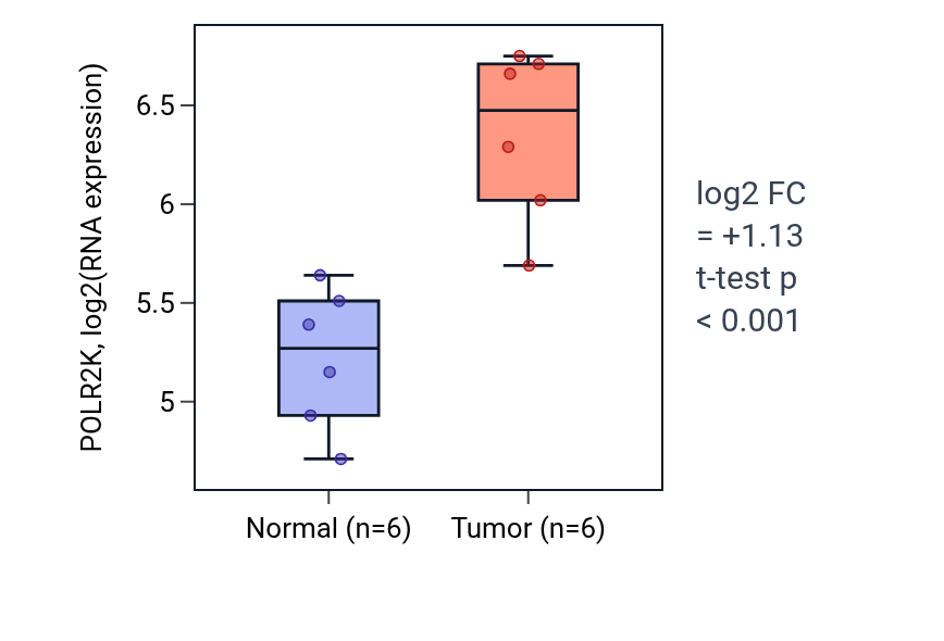 Tumor-vs-normal expression box plot for POLR2K in HNSC.