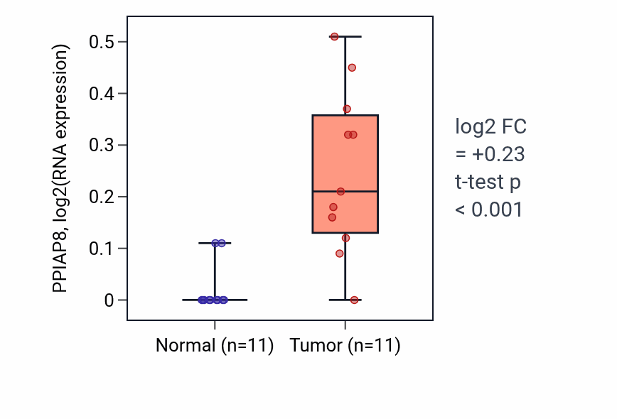 Tumor-vs-normal expression box plot for PPIAP8 in KIRP.
