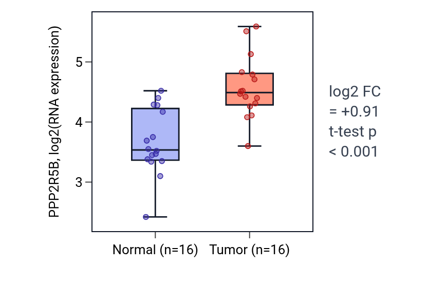 Tumor-vs-normal expression box plot for PPP2R5B in HNSC.