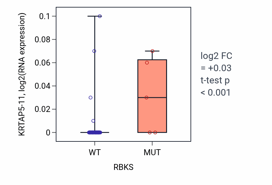 Box plot of KRTAP5-11 in RBKS-low vs RBKS-high samples in SKIN.