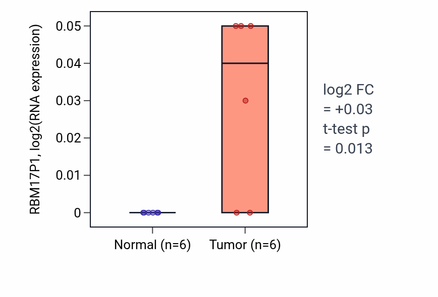 Tumor-vs-normal expression box plot for RBM17P1 in STAD.