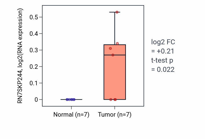 Tumor-vs-normal expression box plot for RN7SKP244 in KICH.