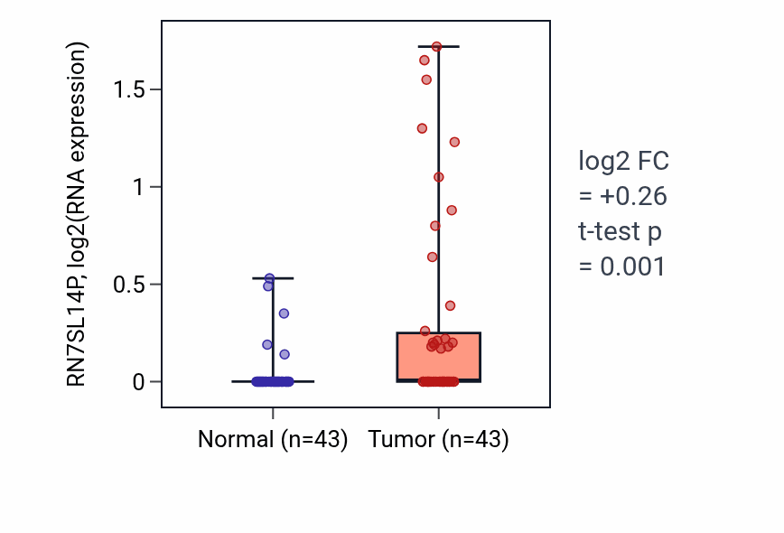 Tumor-vs-normal expression box plot for RN7SL14P in HNSC.